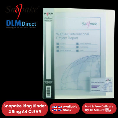 Snopake 2-Ring A4 Clear Binder - Durable, Transparent Document Storage Pack of 1