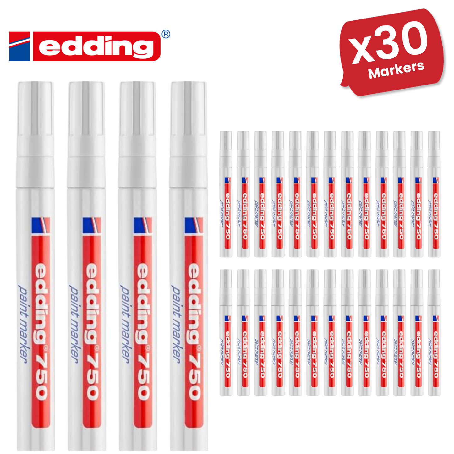 Edding Paintmarker Opaque White Pack of 10 Edding Paintmarker Opaque White Single Pen - 1 to 30 Packs