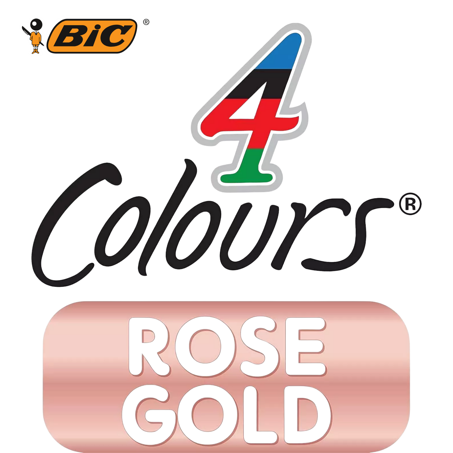 BIC 4 Colour Shine - Rose Gold - Pack of 3
