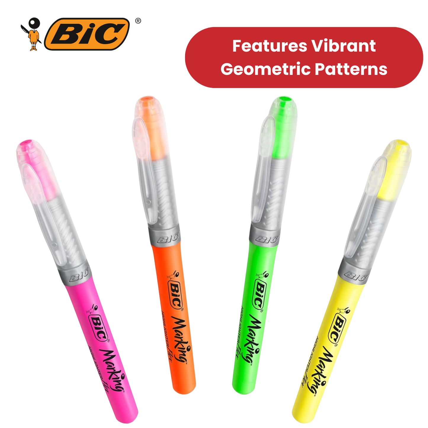 BIC Flex Assorted Fluorescent Highlighters - Pack of 4
