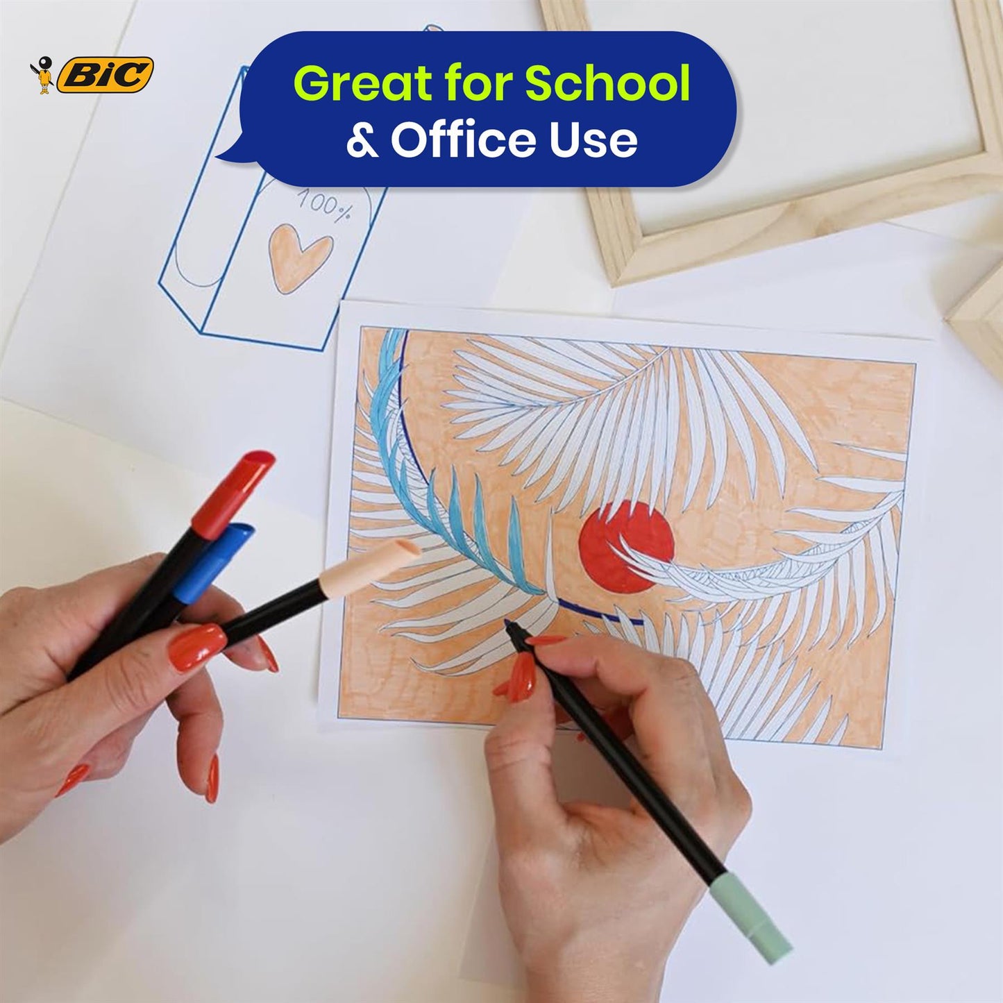 BIC Intensity Felt Tip Pens 24 Pack Fine Nib Washable Vibrant Ink