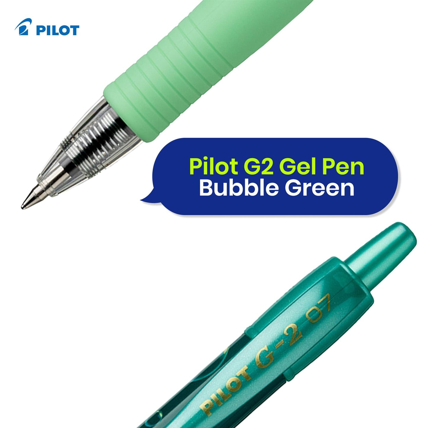Pilot G2 Gel Pen Bubble Green Pack of 5 Blue Gel Ink 0.7mm Ergonomic Grip