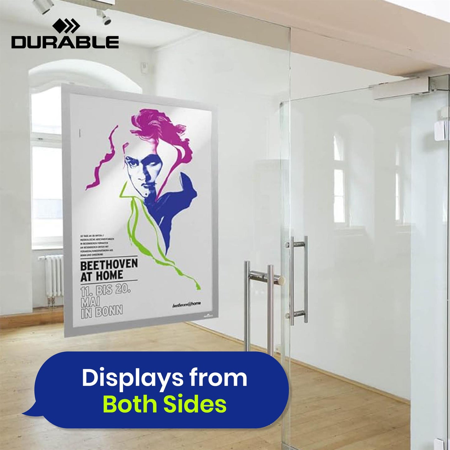 A2 Magnetic Poster Frame UV Resistant Peel & Stick Silver Display Frame for Paintings Photos Notices Ads Certificate