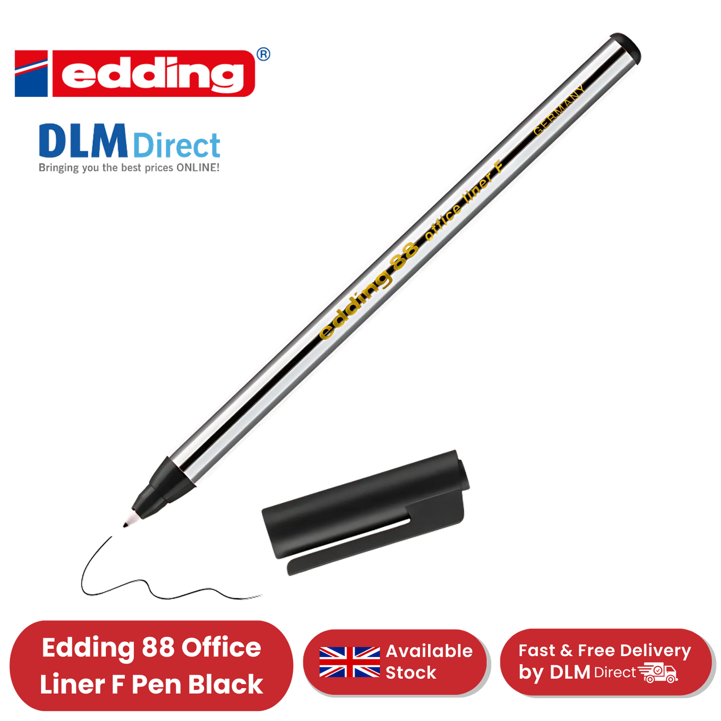Edding 88 Office Liner Pen Black - Pack of 1 - 1 to 30 Packs
