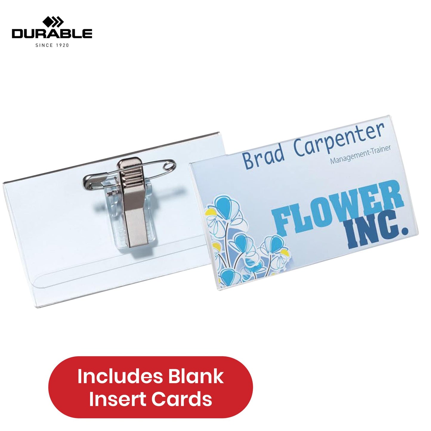Durable Name Badge 25 Pcs Plastic Personalised Name Badges, Combi Clip ID Tags for Events
