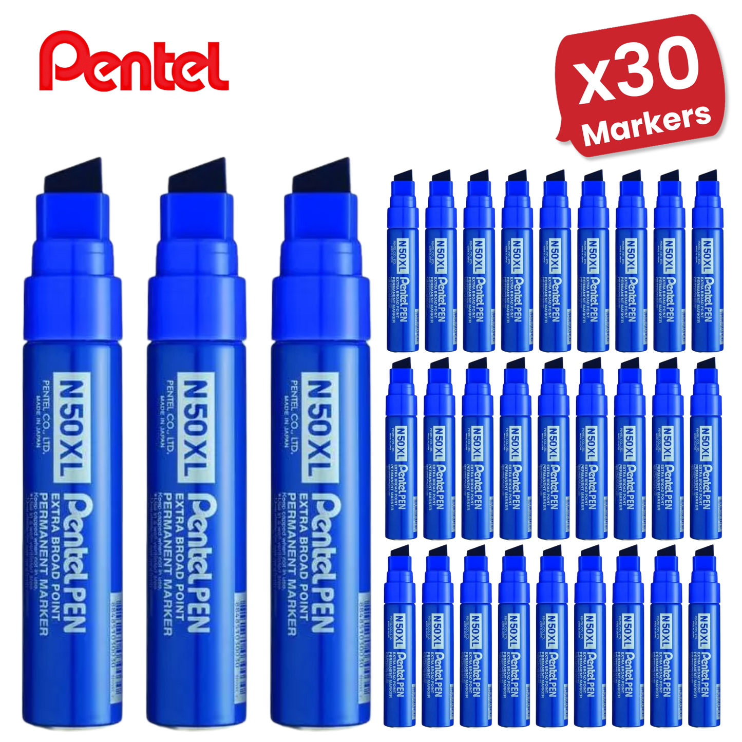 Pentel N50XL Permanent Marker Blue for Bold, Smudge-Proof Writing – Single Pen