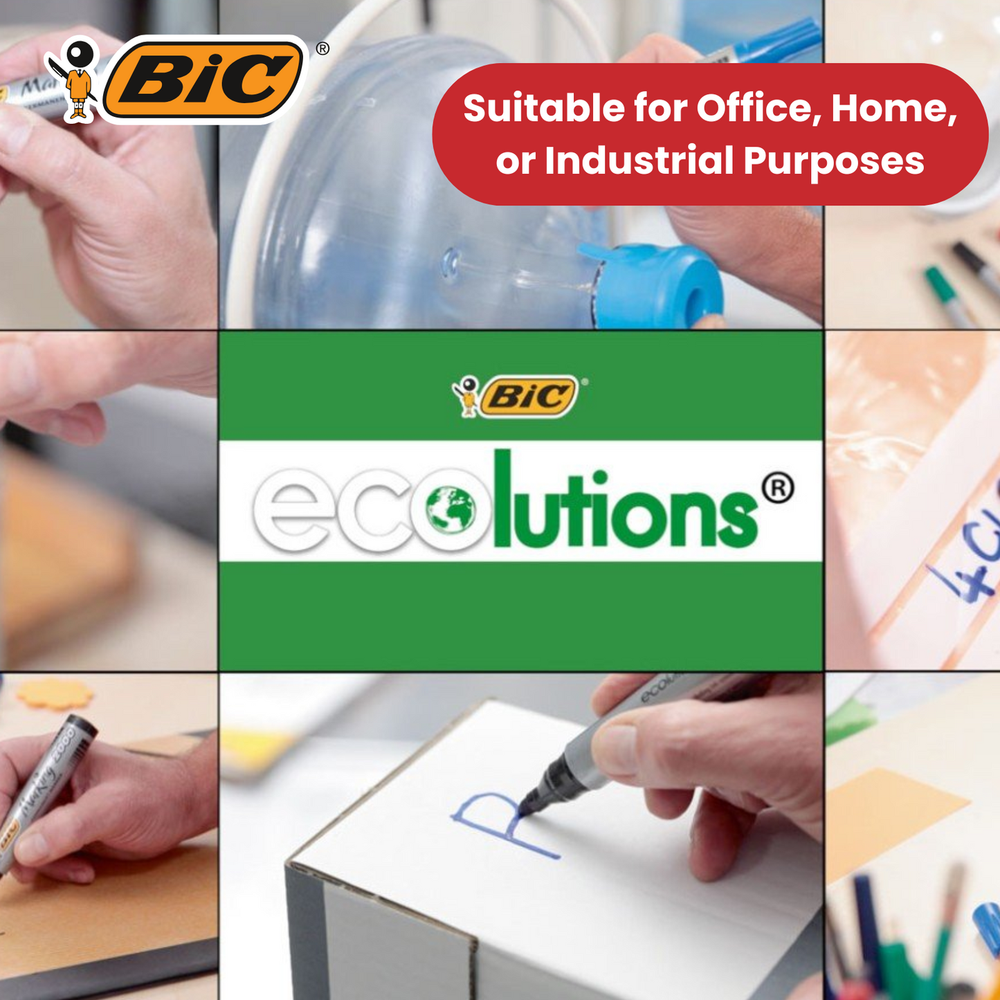BIC Marking 2300 ECOlutions Permanent Chisel Tip Markers Blue - Box of 12