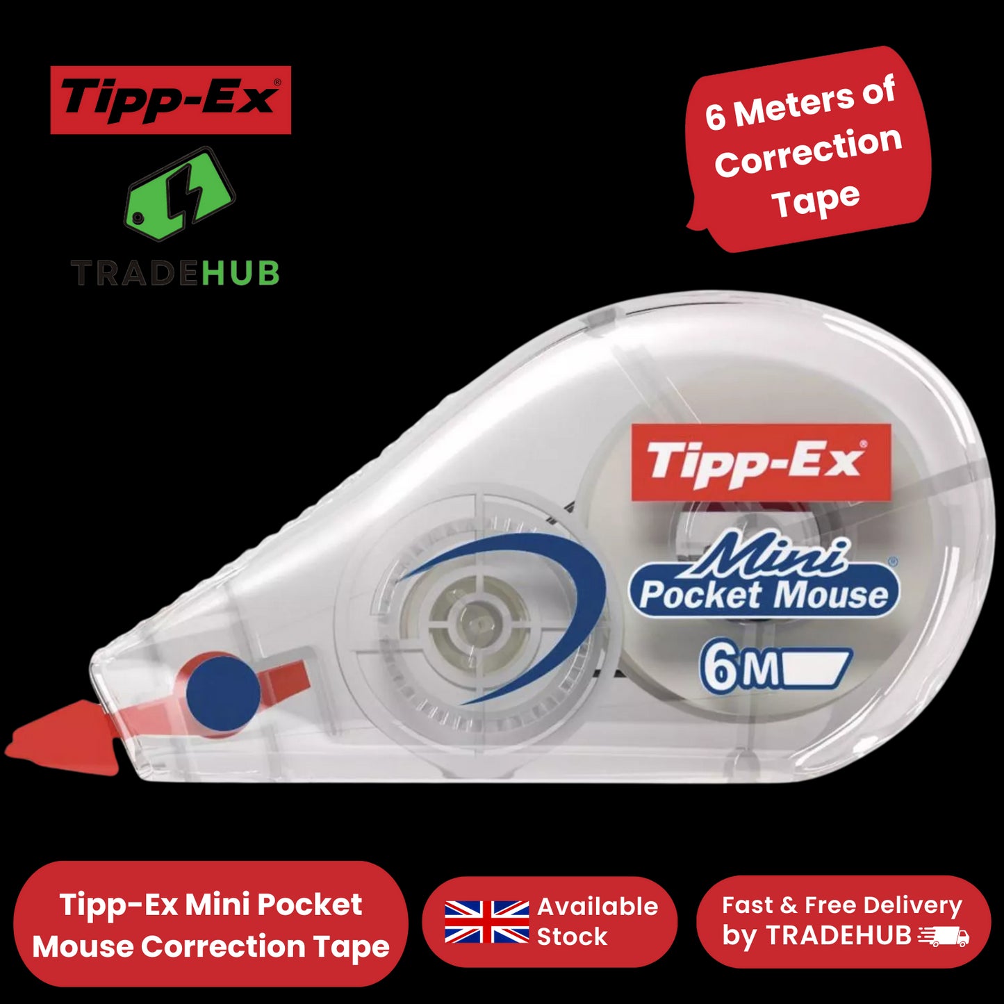 Tipp-Ex Mini Pocket Mouse Correction Roller - Ideal for Quick Edits, Pack of 1