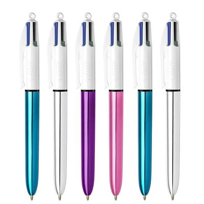 Bic 4 Colours Pack of 6 includes 2 Shine Sliver, 1 Shine Pink, 2 Shine Blue, 1 Shine Purple