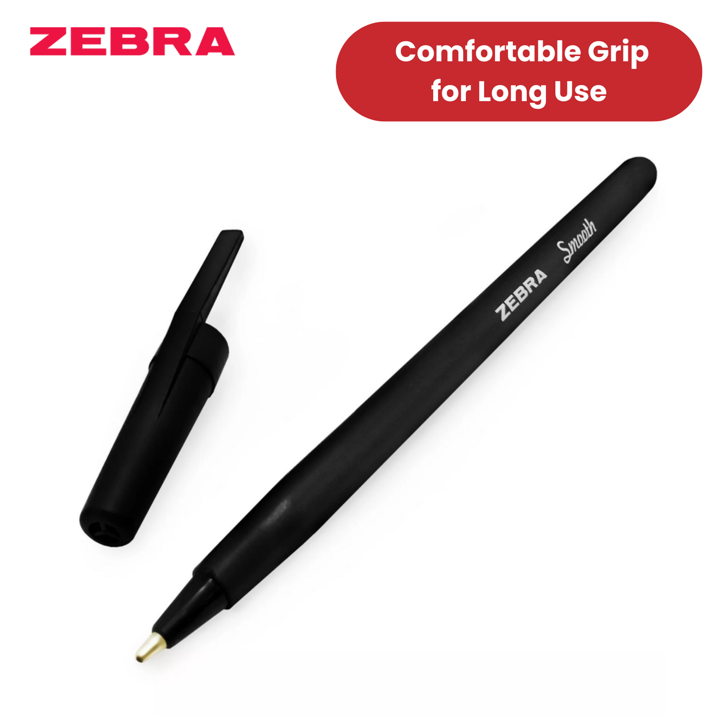 Zebra Smooth 1.0mm Tip Black - Ballpoint Pens Office & School Use - Box of 50