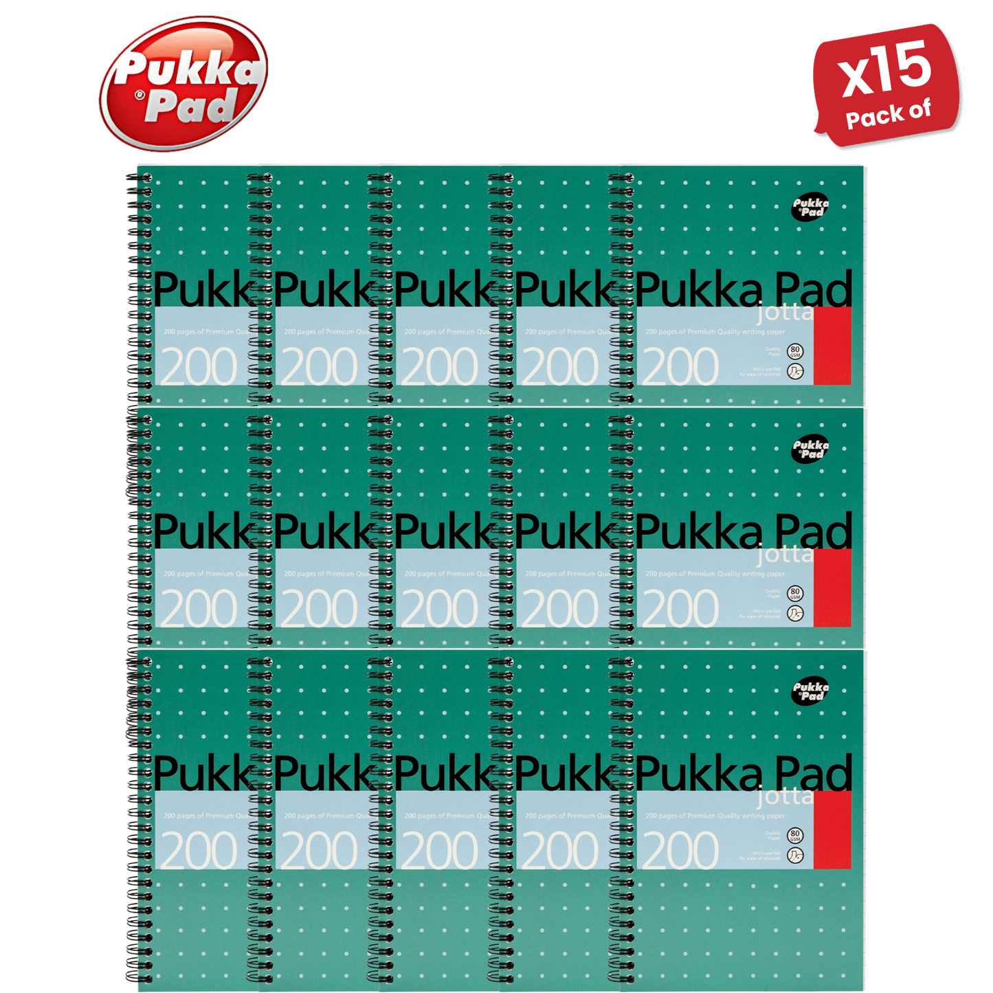 PUKKA WHITE A5 WIREBOUND PADS 200 page 80gsm (RULED/MARGIN) - PACK OF 1