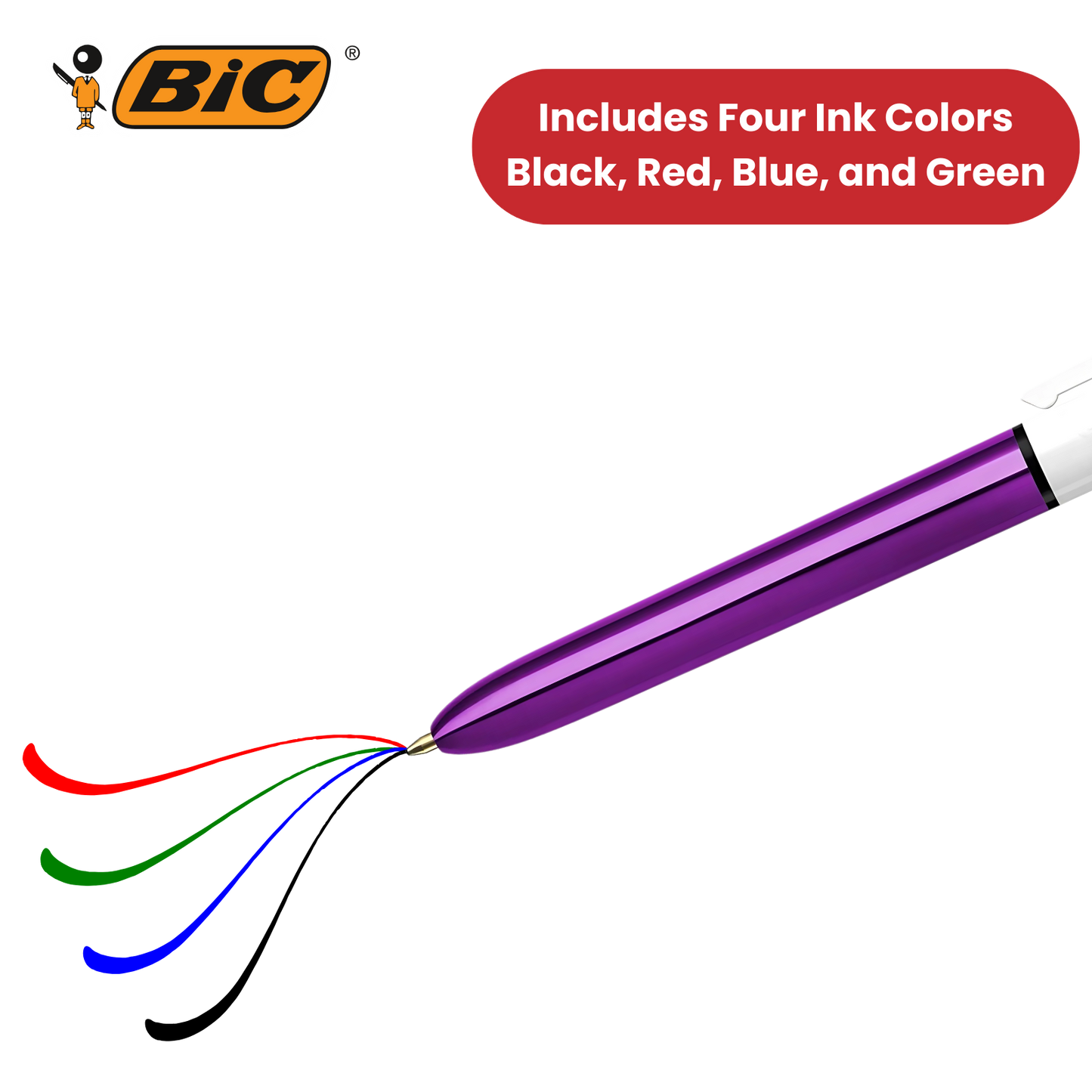Bic 4 Colour Shine - Purple - Single Pen