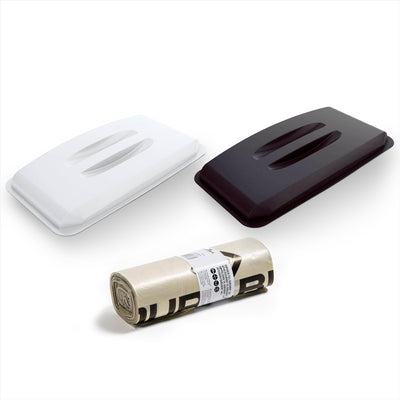 Durable DURABIN 60 Lid White+ Durable DURABIN Lid Eco Black for 60 Litre Waste Bin+ Durable ECO 110L Bin Bags 100% Recycled