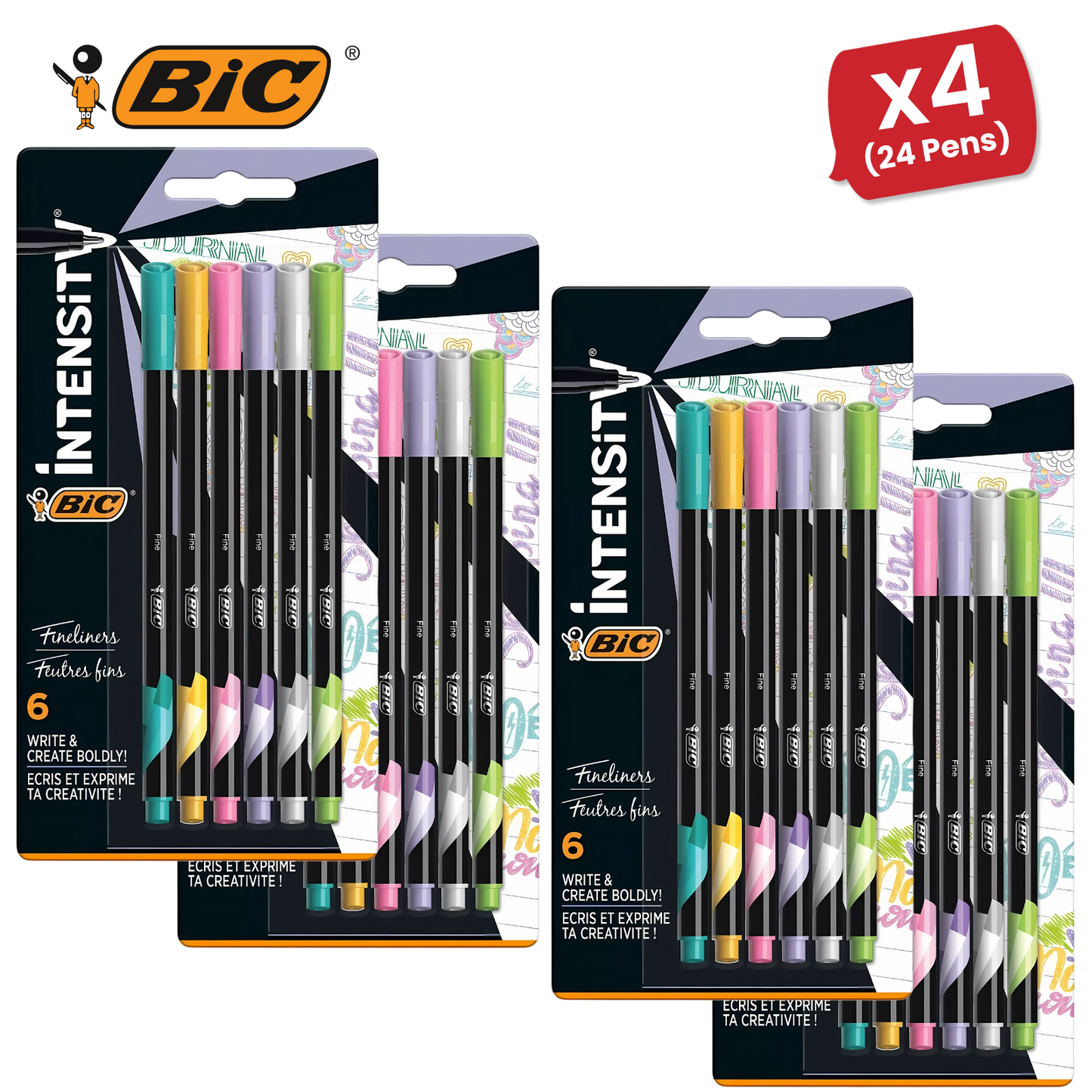 BiC Intensity Fine Felt Tip Pens, Pack of 6