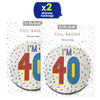 Silver 40th Birthday Badge 8.5cm Foil Pin Birthday Outfit Accessory Wear