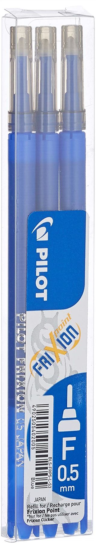 Refill for Frixion Point/FriXion Point Clicker Erasable Rollerball 0.5 - Blister Pack of 3 - Blue - Pack of 1 to 5