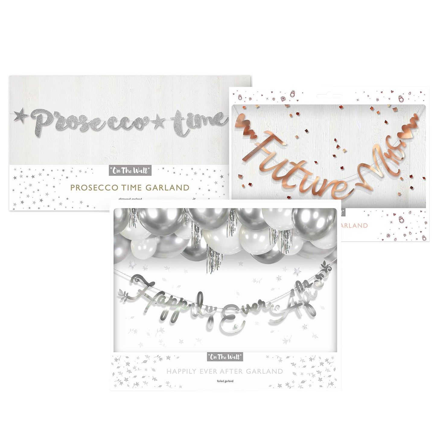 Happily Ever After Future Mrs Prosecco Time Garland Pack Foil Finish Party Decor